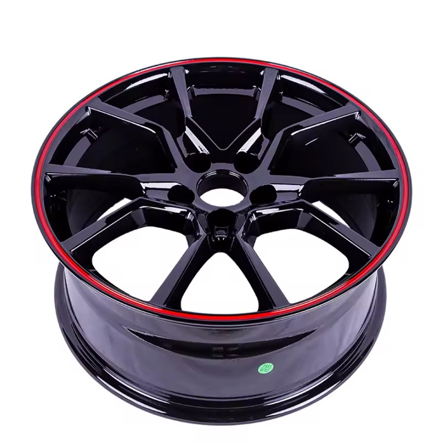 YXQ RTS red lip 15 16 17 18 inch black rims 4x100 r15 deep dish wheels 4x1143 pcd 4 hole car rim