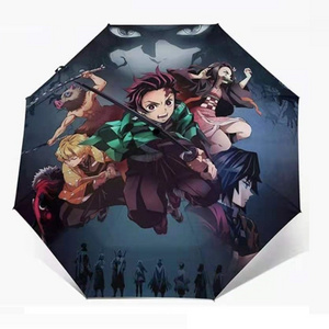 Demon Slayer Cartoon Single-Sided printed auto open auto close travel umbrella Three 3 Folding Umbrella