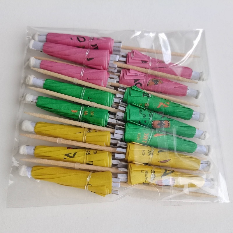 Customized printing toothpick cocktail umbrellas disposable for party used on cup or food