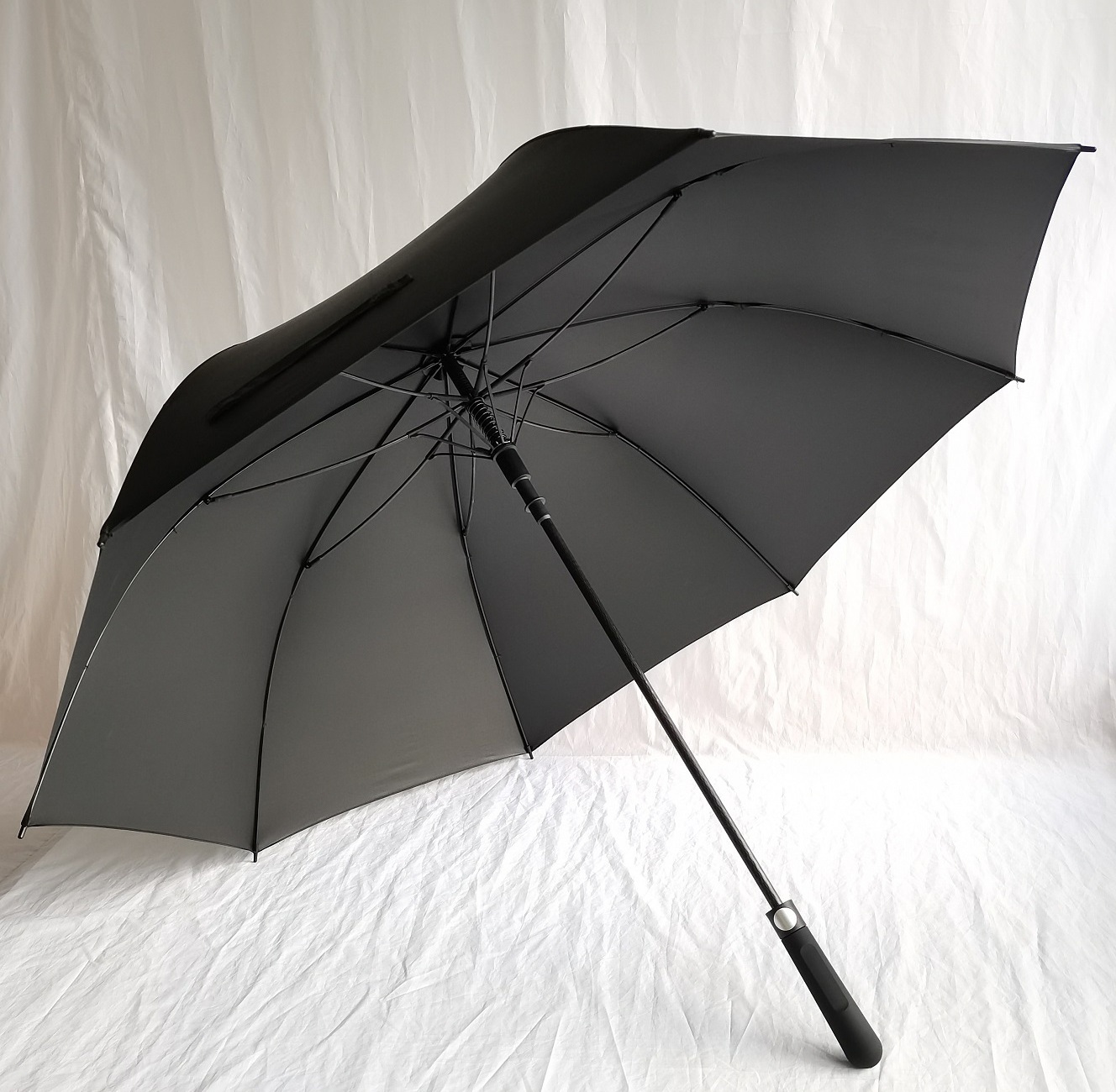 BLACK UV coating fabric auto open golf umbrella with customized printing logo