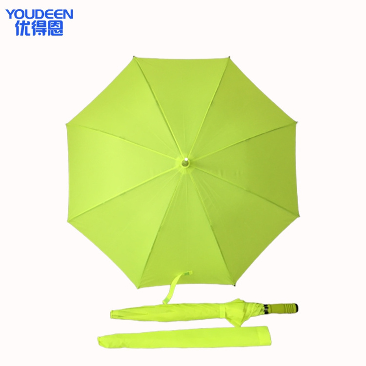 Super Light  Eco Friendly Fluorescent Green Aluminum Frame Promotion Straight Umbrella