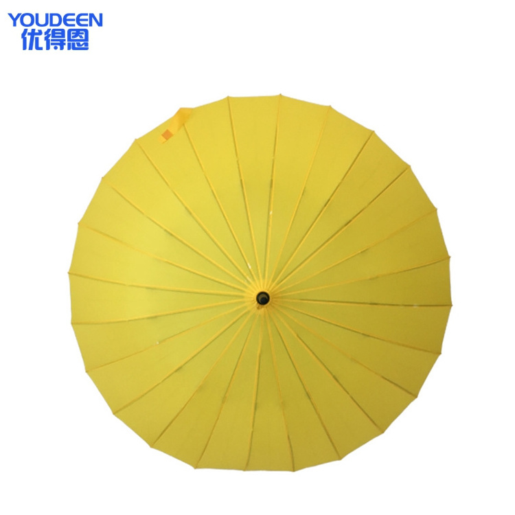 Custom Made 24ribs Multi Panels Straight Umbrella Bright Yellow