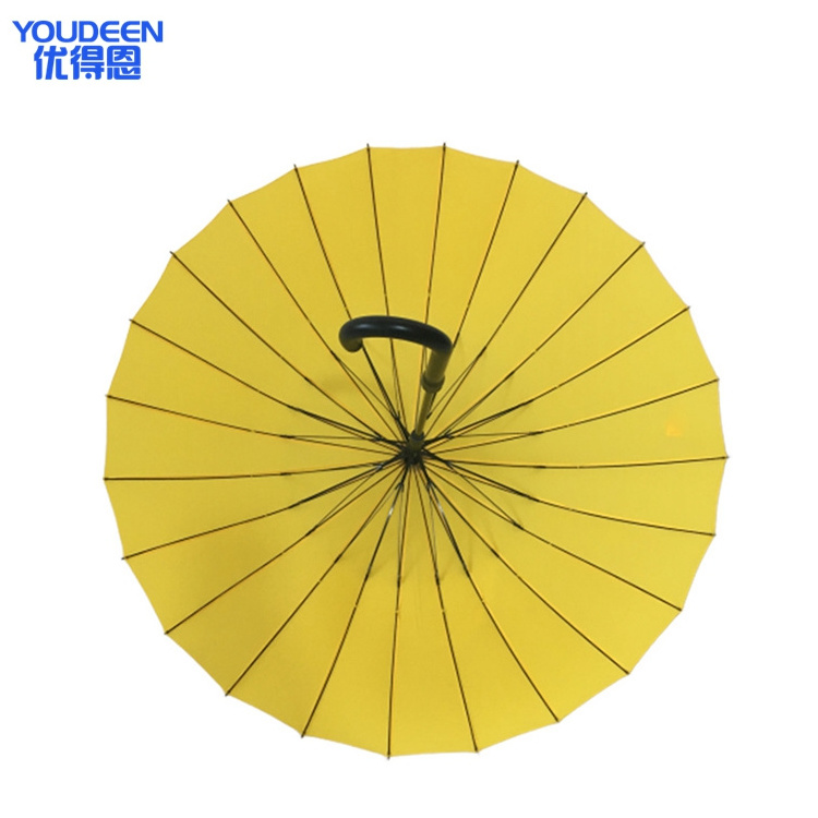 Custom Made 24ribs Multi Panels Straight Umbrella Bright Yellow