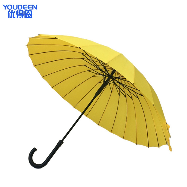 Custom Made 24ribs Multi Panels Straight Umbrella Bright Yellow