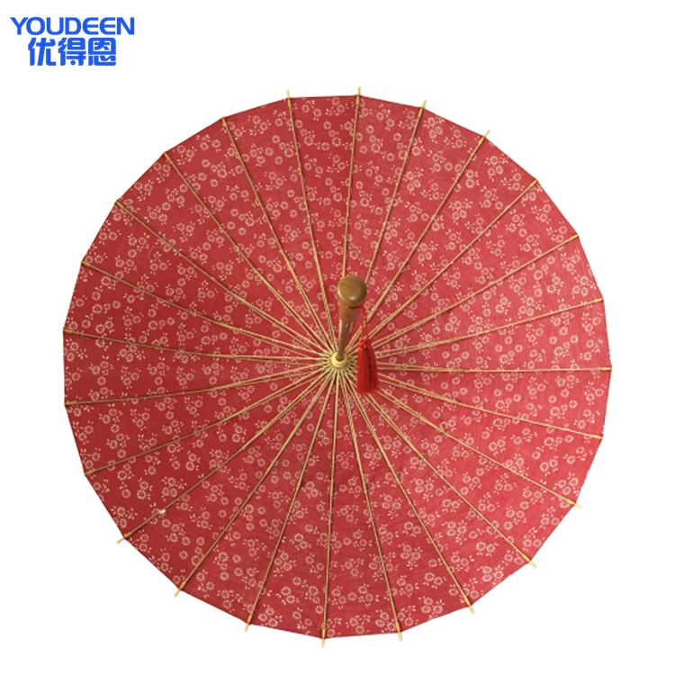 Traditional Chinese Custom Bamboo Wooden Handle Straight Umbrella