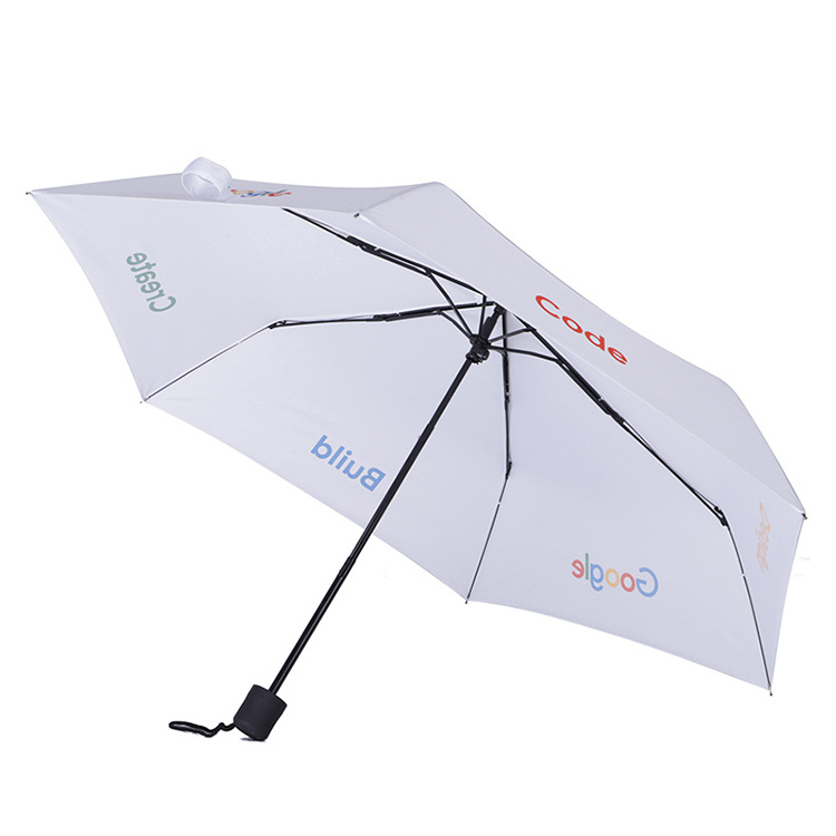 Cheap White Polyester Sun Rain 3 Folding Umbrella For Sublimation