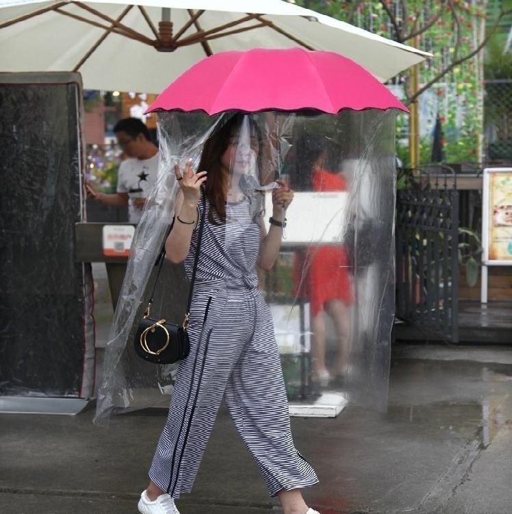 High quality three folding Full Body Umbrella with All-around Poe Rain Cloth