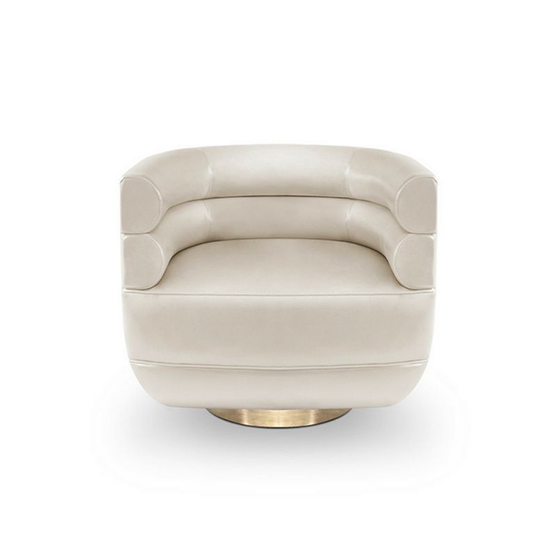 High quality velvet fabric resting swivel chair hotel lobby rotary chair modern single sofa big round sofa chair