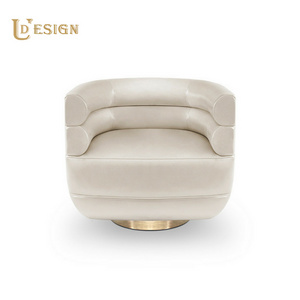 High quality velvet fabric resting swivel chair hotel lobby rotary chair modern single sofa big round sofa chair