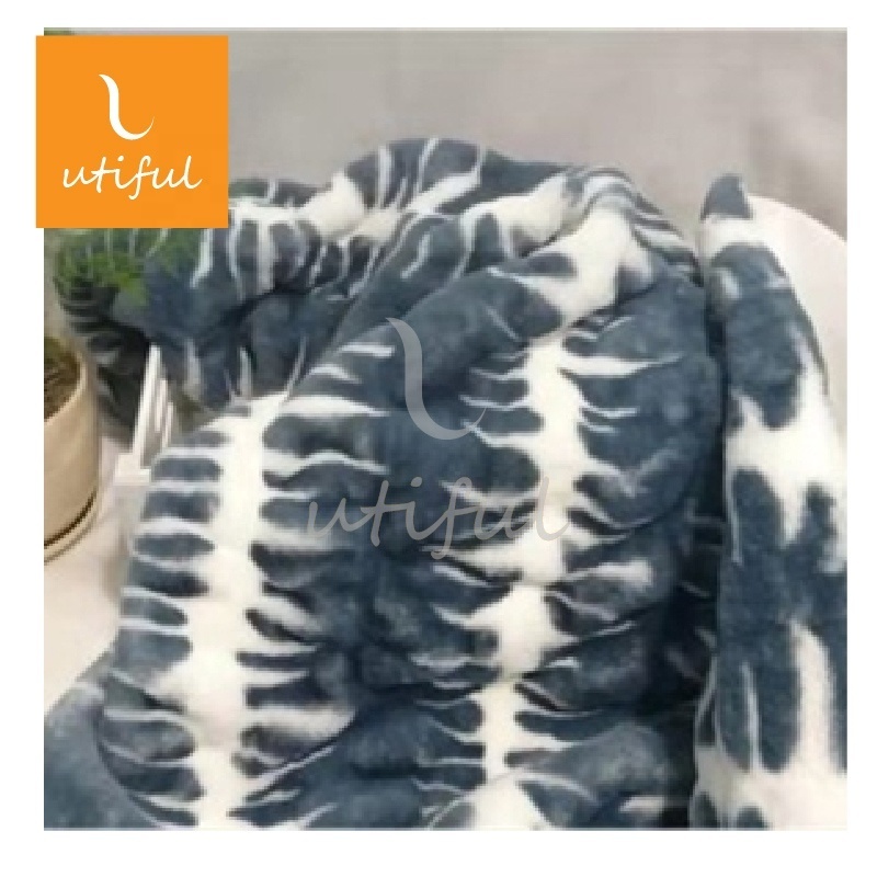 High Quality Animal Printed 100% Polyester Faux Fur Fleece Blanket with Micro Mink For Sofa