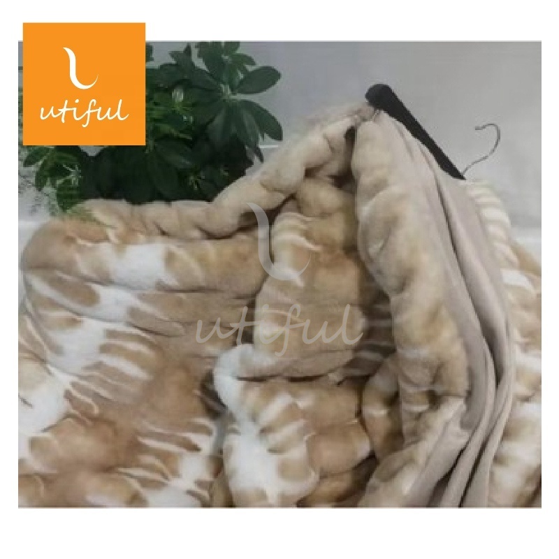 High Quality Animal Printed 100% Polyester Faux Fur Fleece Blanket with Micro Mink For Sofa