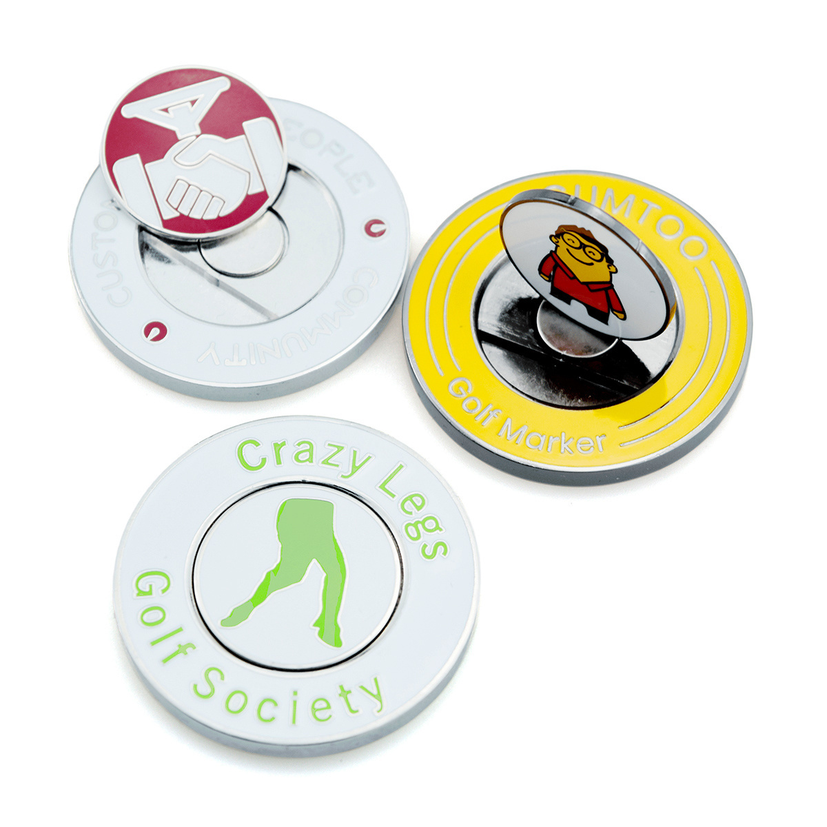 Design your own logo golf ball marker poker chip club gifts 3d enamel magnetic metal golf marker coin