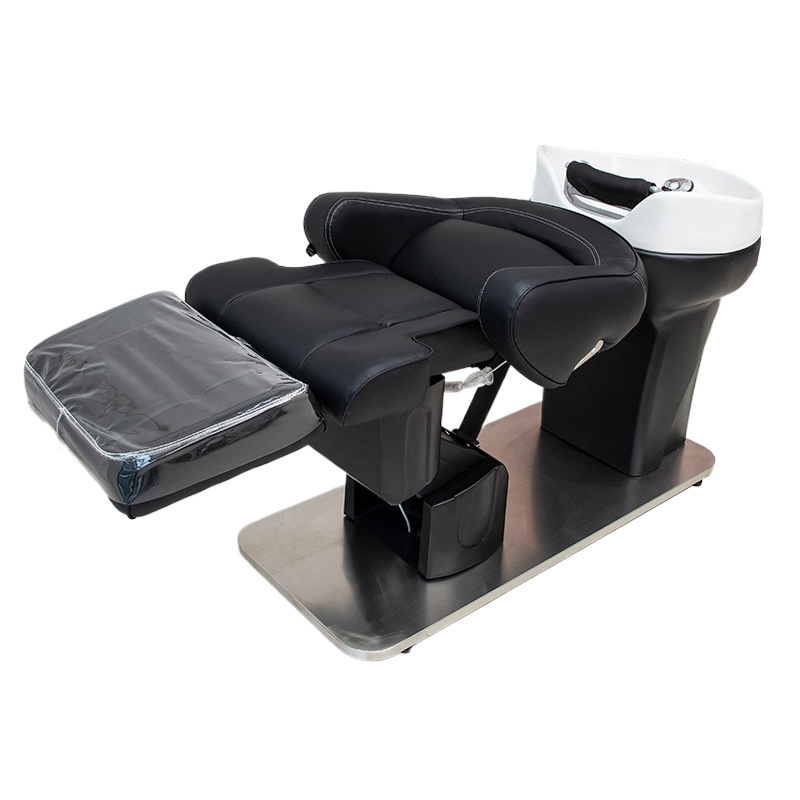 Modern silver Basic Shampoo chair set Hair salon furniture Cheap electrically controlled shampoo bowl and chair