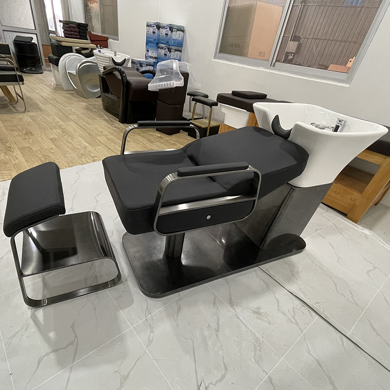 Hot luxury stainless steel modern simple beauty salon hairdressing bed hairdressing chair