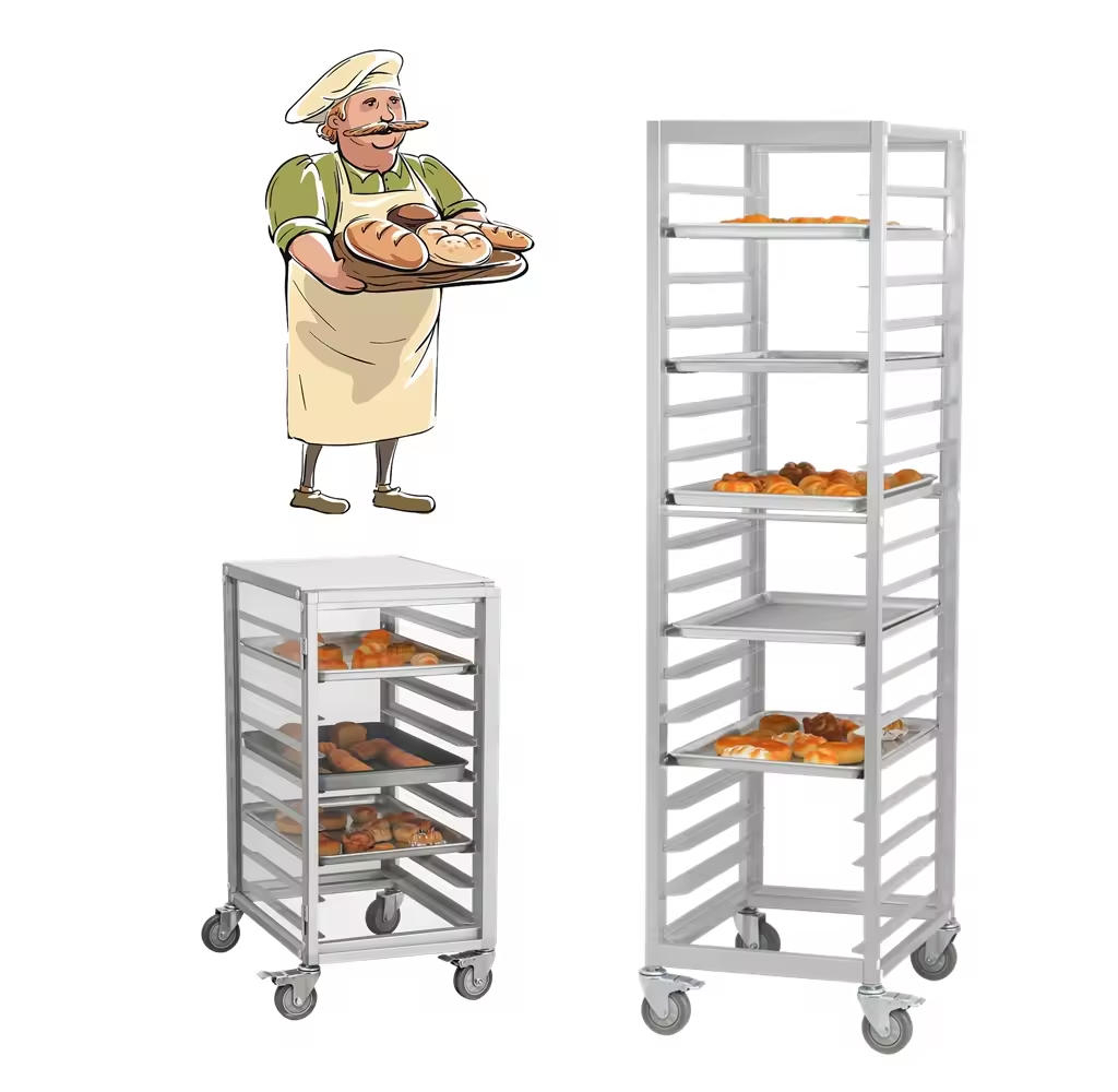 Customized 16/32  Trays  Stainless steel Bakery Cart  bread Baking Oven  Tray Rack Trolley for bread oven with wheel