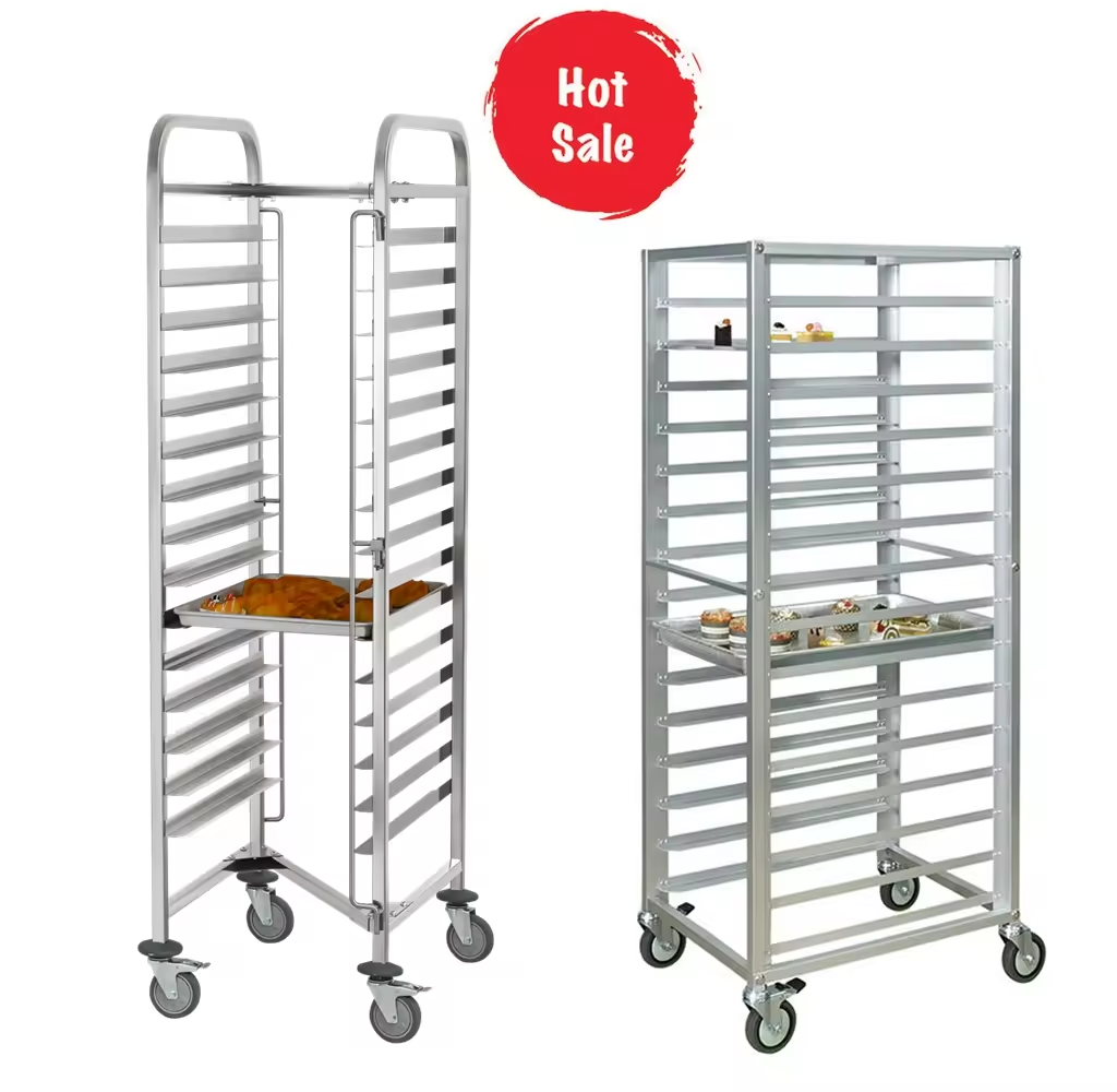 Customized 16/32  Trays  Stainless steel Bakery Cart  bread Baking Oven  Tray Rack Trolley for bread oven with wheel