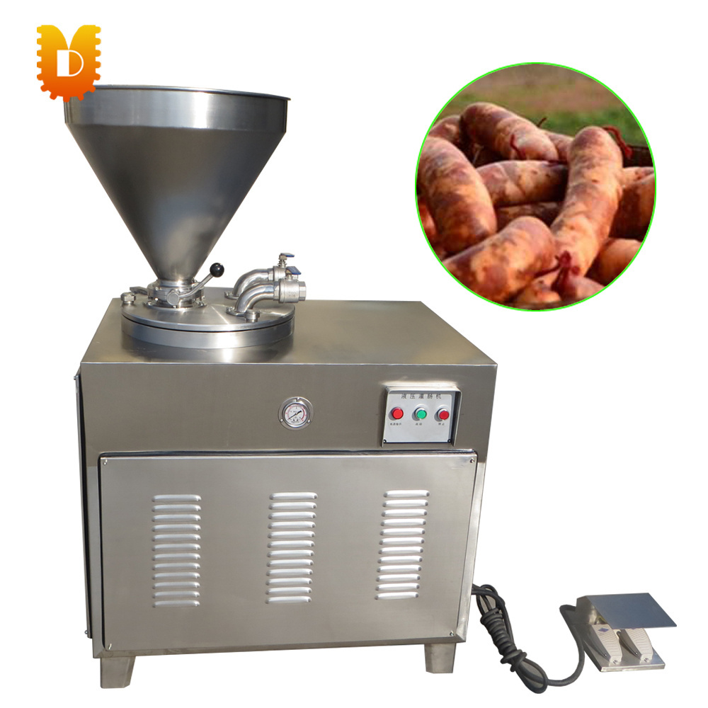 Automatic silicone meat grinder electric hydraulic tying casing twisting filling filler machine making sausage stuffer for sale