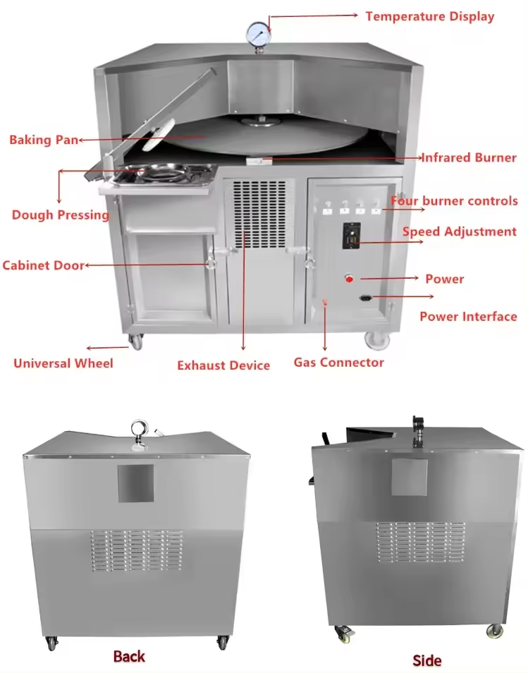 Automatic gas roti maker tandoor oven  hot sale lahmacun tandoor rotary oven