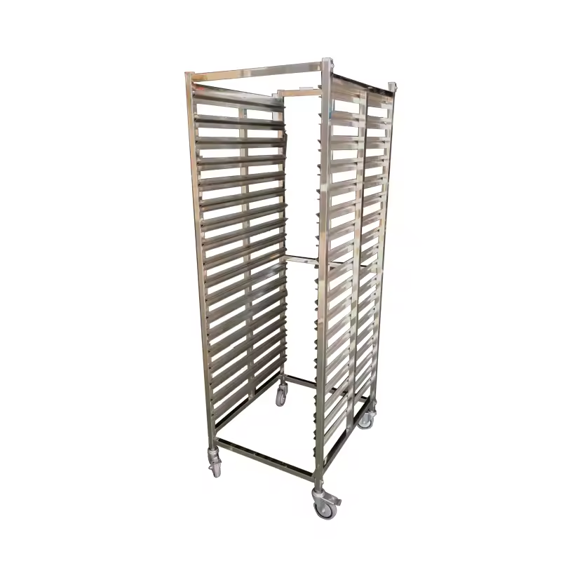 Customized 16/32  Trays  Stainless steel Bakery Cart  bread Baking Oven  Tray Rack Trolley for bread oven with wheel