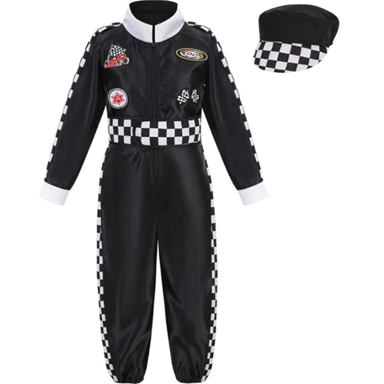 Boys Girls Racing Halloween Play Role Dress Up Cosplay Costume Race Car Driver Costume