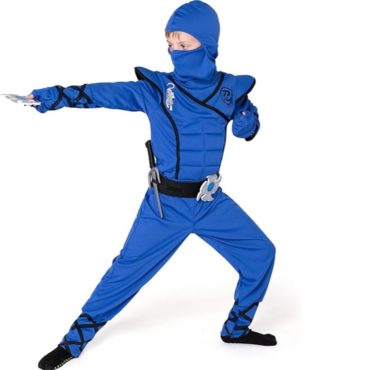 Ninja Deluxe Costumes Set Boys Stealth Halloween Costume Kids Blue Ninja Costume