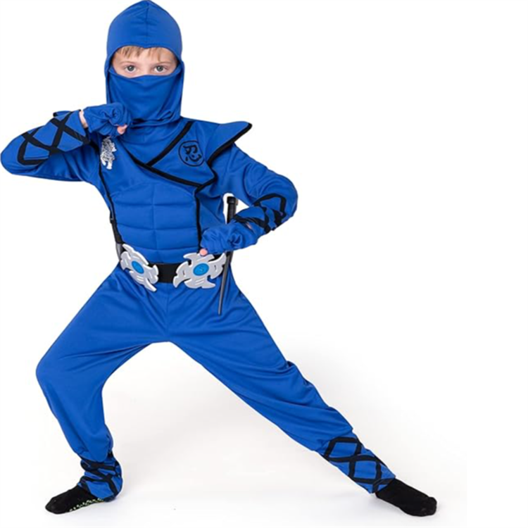 Ninja Deluxe Costumes Set Boys Stealth Halloween Costume Kids Blue Ninja Costume