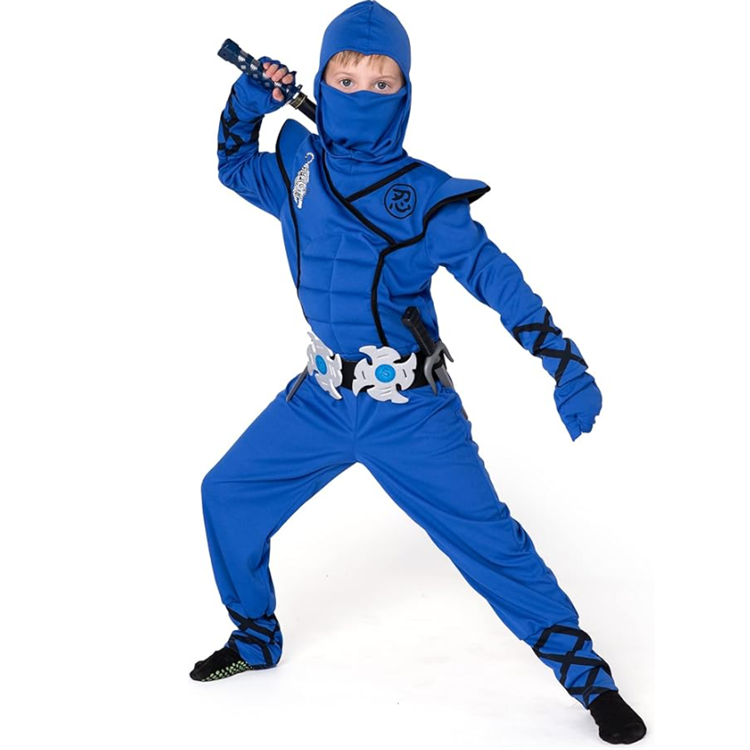 Ninja Deluxe Costumes Set Boys Stealth Halloween Costume Kids Blue Ninja Costume