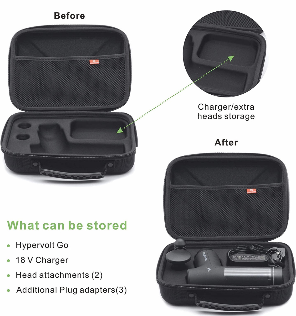 Customized EVA Hard Shell Portable Waterproof Shockproof Massage Gun Case Is Suitable For Hyperice Hypervolt Go Massage Gun Equi