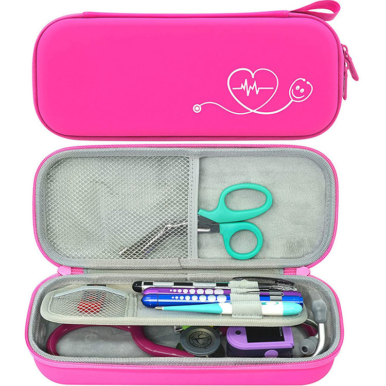 Custom Small MOQ RTS Eva Blush Pink Premium Carrying Stethoscope Case with Pocket for Nurse Accessories