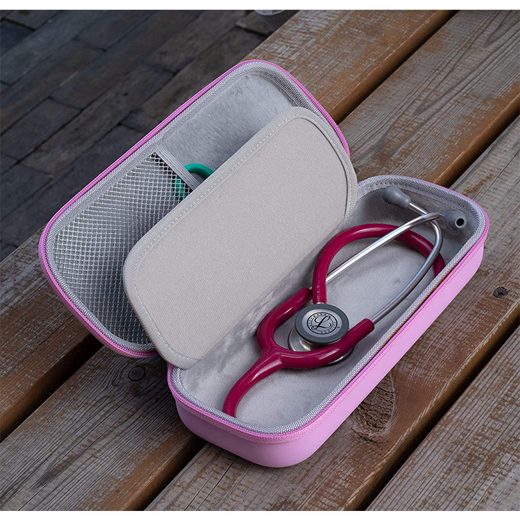 Custom Small MOQ RTS Eva Blush Pink Premium Carrying Stethoscope Case with Pocket for Nurse Accessories