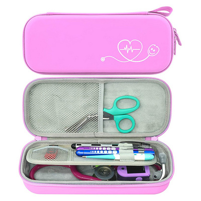 Custom Small MOQ RTS Eva Blush Pink Premium Carrying Stethoscope Case with Pocket for Nurse Accessories