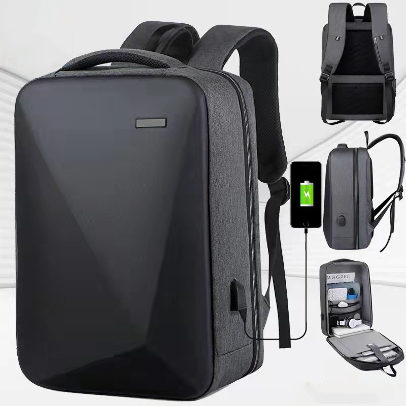 EVA Men Hard Shell  Business Backpack Waterproof Anti- Theft Laptop Bag Backpack With USB Charging Port TSA Lock