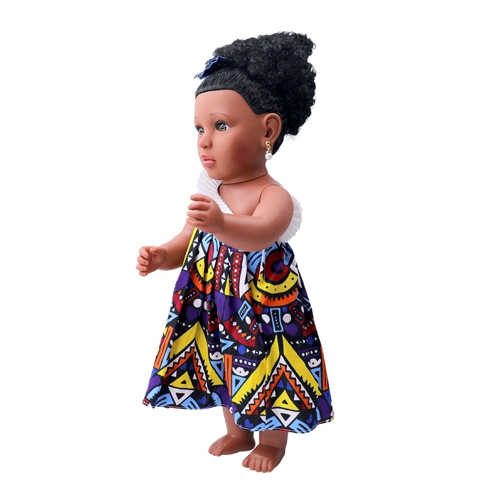 Tusalmo 2024 wholesale price vinyl girl lovely 18 inch african black fashion girl doll for kids