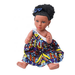 Tusalmo 2024 wholesale price vinyl girl lovely 18 inch african black fashion girl doll for kids