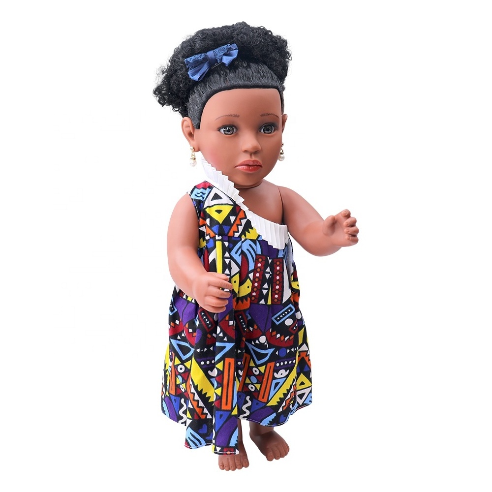 Tusalmo 2024 wholesale price vinyl girl lovely 18 inch african black fashion girl doll for kids