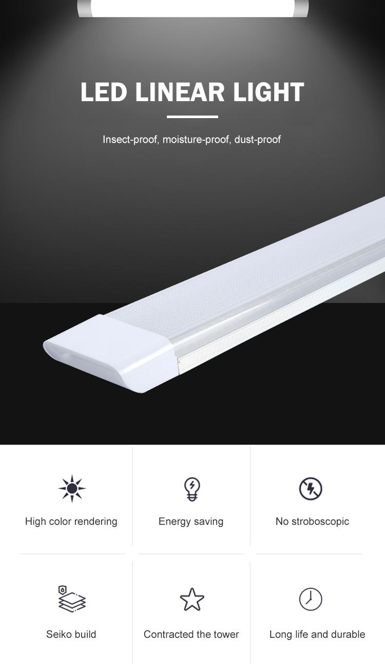 Indoor aluminium warehouse suspended 1200mm 30 w office linkable ceiling led batten linear shop lighting fixture