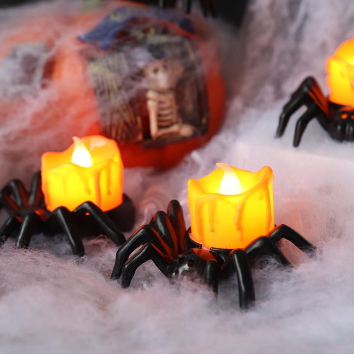 Halloween Party Props Pumpkin Lantern Spider Night Light LED Candle