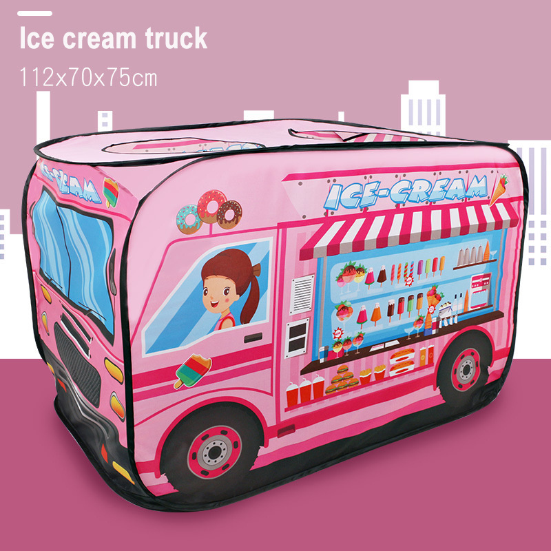 YF-F0058 Factory Supply Foldable Ice Cream Truck Kids Playhouse Pop Up tent Multi-color Car Shape Toy Tent Children Play Tent