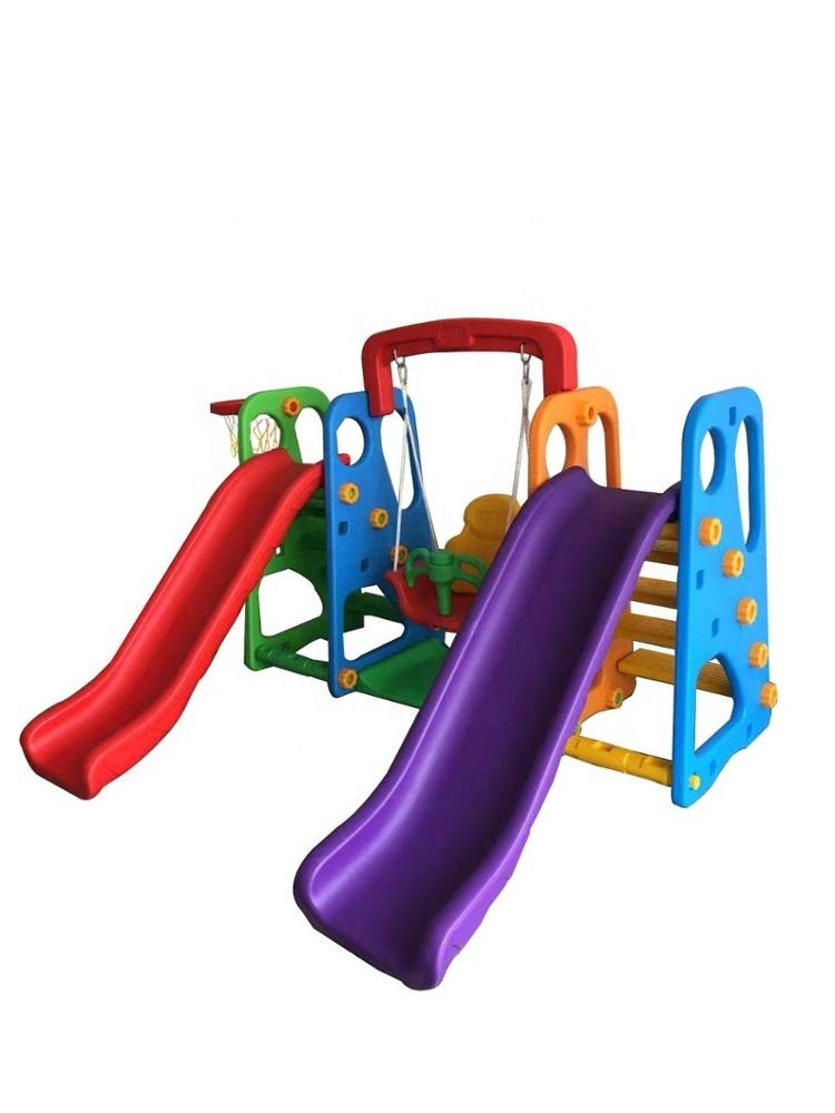 YF-05025 kids plastic double slide 4 in 1 indoor playground equipment kids slide with swing indoor slide and swing