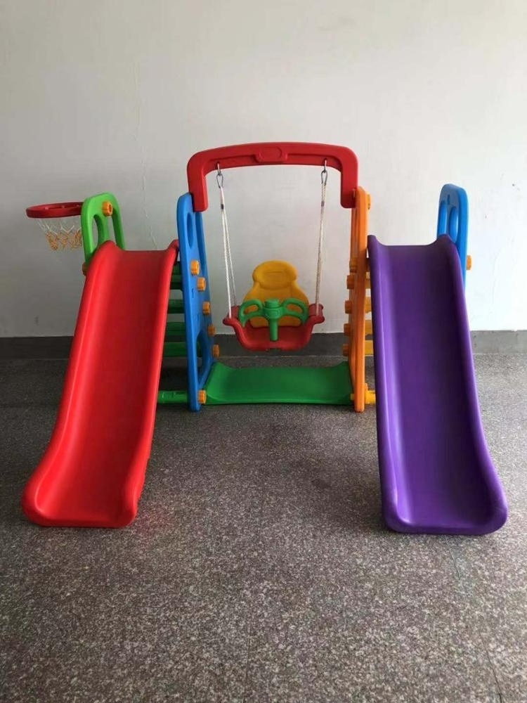 YF-05025 kids plastic double slide 4 in 1 indoor playground equipment kids slide with swing indoor slide and swing