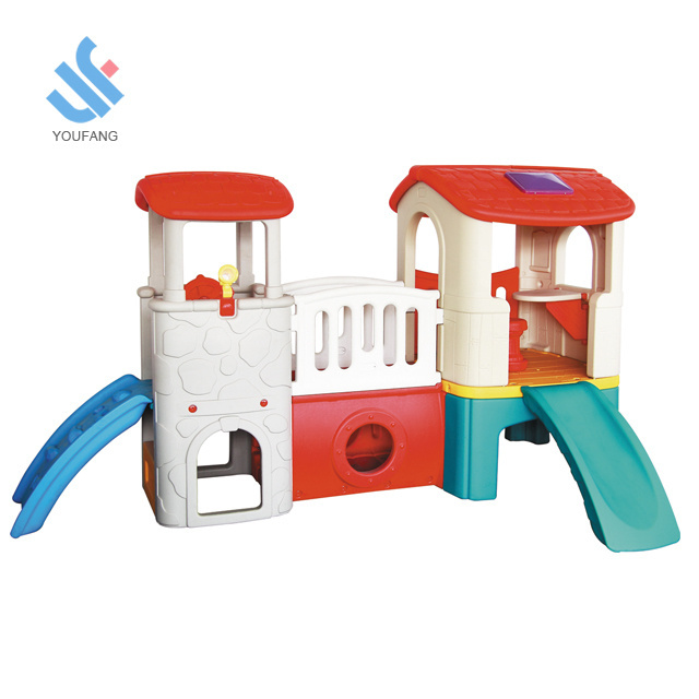 YF-09001 children garden amusement park kindergarten outdoor playground equipment plastic toddler slide climber and swing set