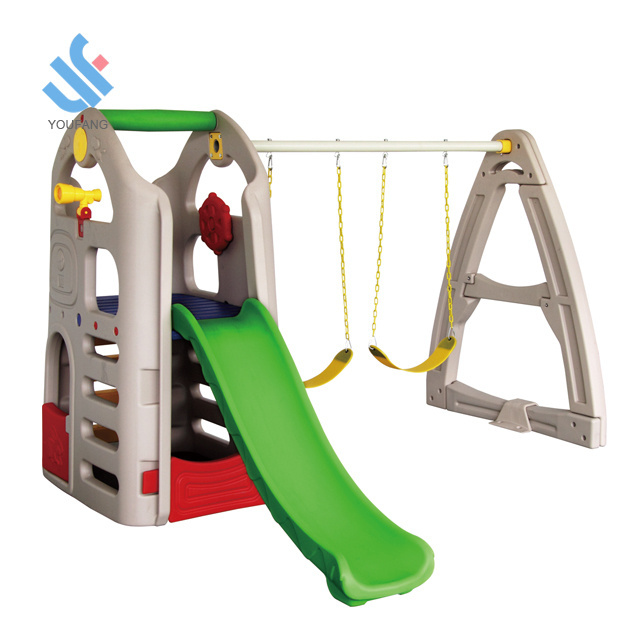 YF-09001 children garden amusement park kindergarten outdoor playground equipment plastic toddler slide climber and swing set