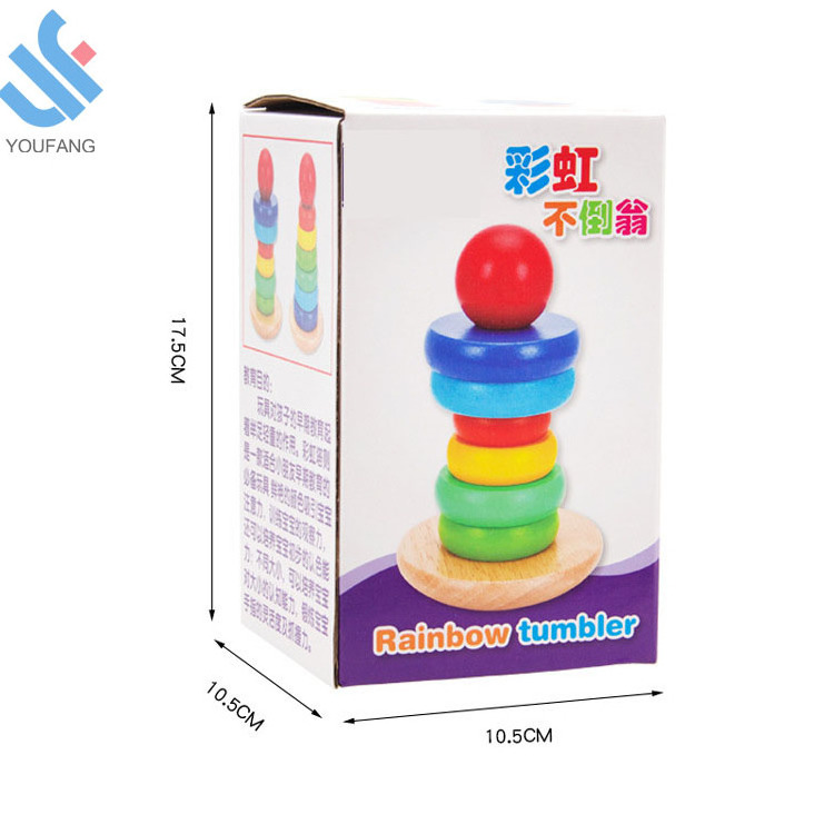 YF-X3087 educational toy stacker building blocks tower wooden roly-poly toys stacking ring rainbow tower kids wooden toy