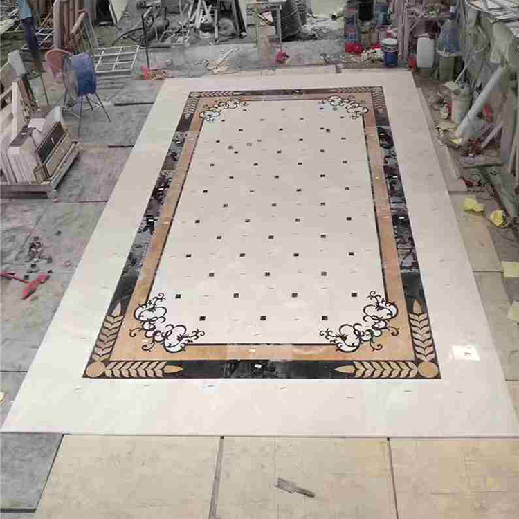 Large Round Floor Decoration Waterjet Carved Stone Square Marble Granite Medallion for Sale