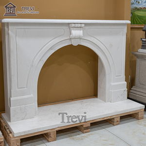 Classical White Marble Victorian Arched Viola Marble Fireplace Surround