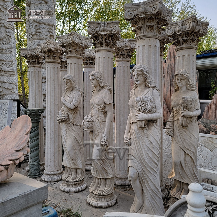 Garden Gate Stone Olumn Large White Statues Pillar Design  With Statue Wholesale Price