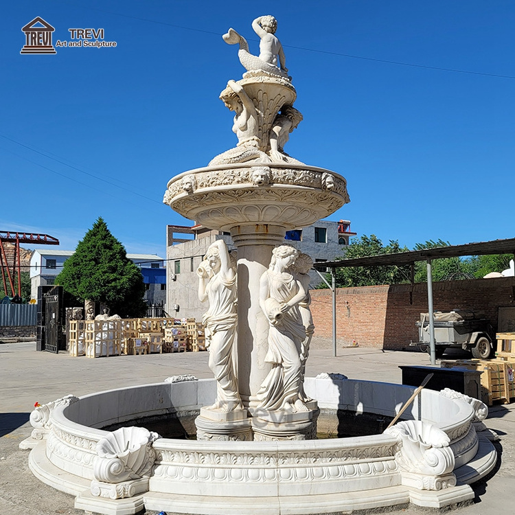 Outdoor Decor Garden Roman Angels Marble Statue Roman Water Fountain