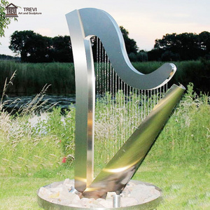 Outdoor Modern Metal Water Fountain Stainless Steel Sculpture Waterfall