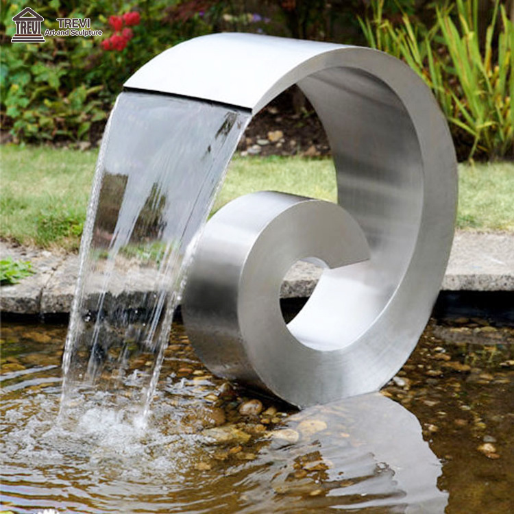 Outdoor Modern Metal Water Fountain Stainless Steel Sculpture Waterfall