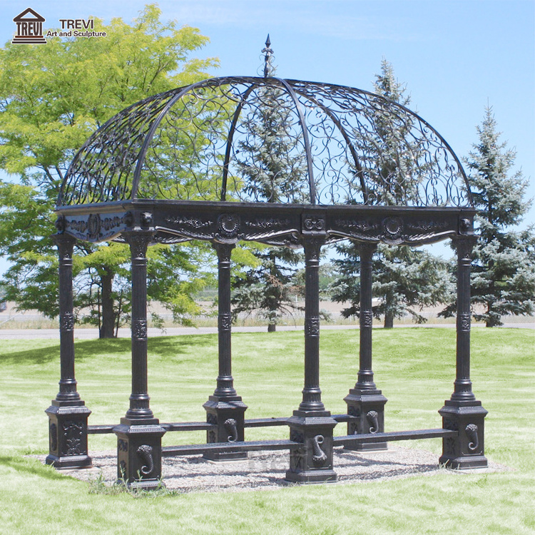 Garden Decorations Arch Small Antique Simple Round Metal Wrought White Victorian Iron Roof Gazebo